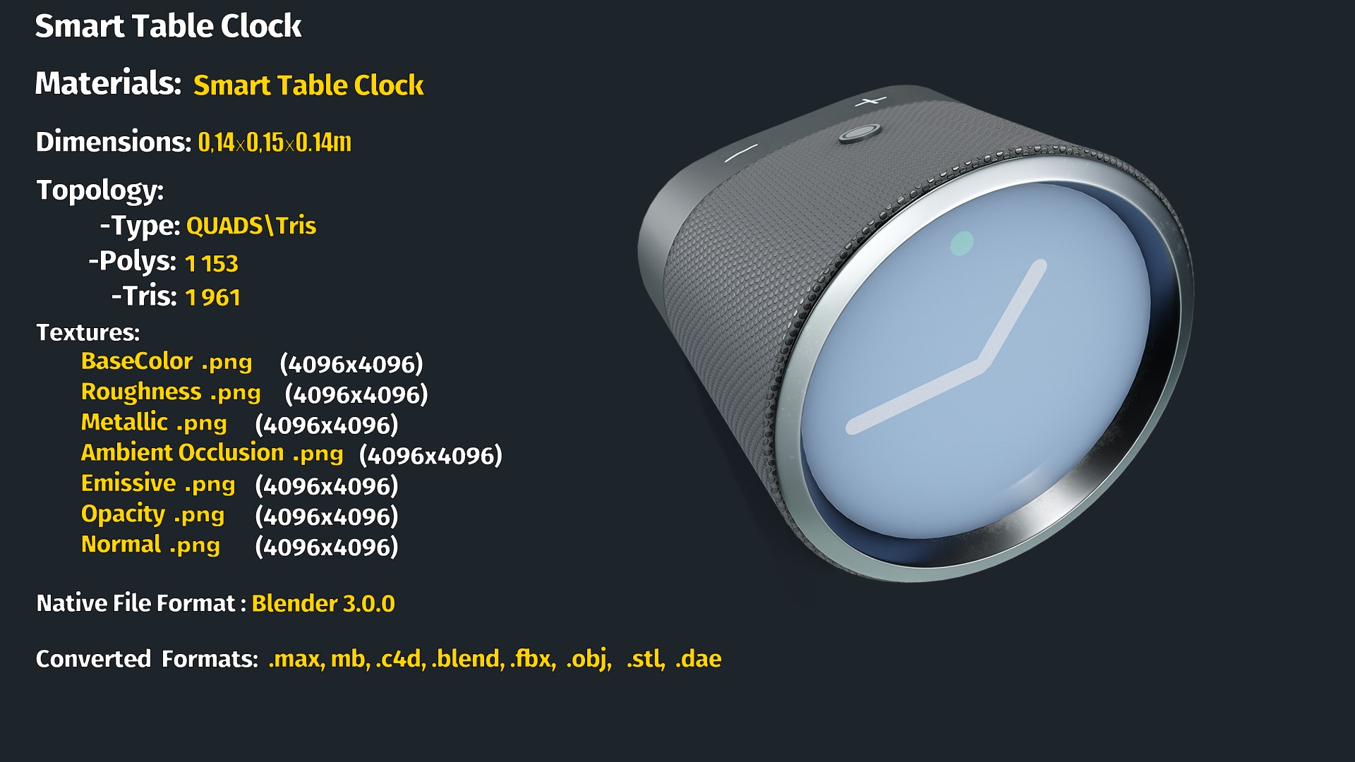 Smart Table Clock 3D model https://p.turbosquid.com/ts-thumb/tL/INyeXq/fJ/info/png/1642545143/1920x1080/fit_q87/6f907f0574ab409e411d292d595054be7e947696/info.jpg