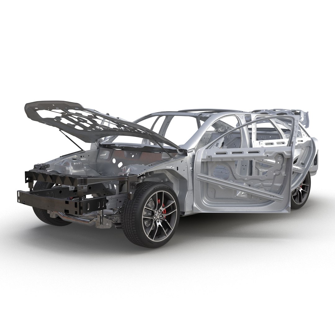 Car Frame with Chassis 3 Rigged 3D Model 3D model preview
