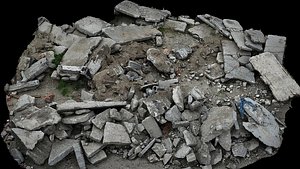 concrete slabs debris ruins terrain photogrammetry 3D model