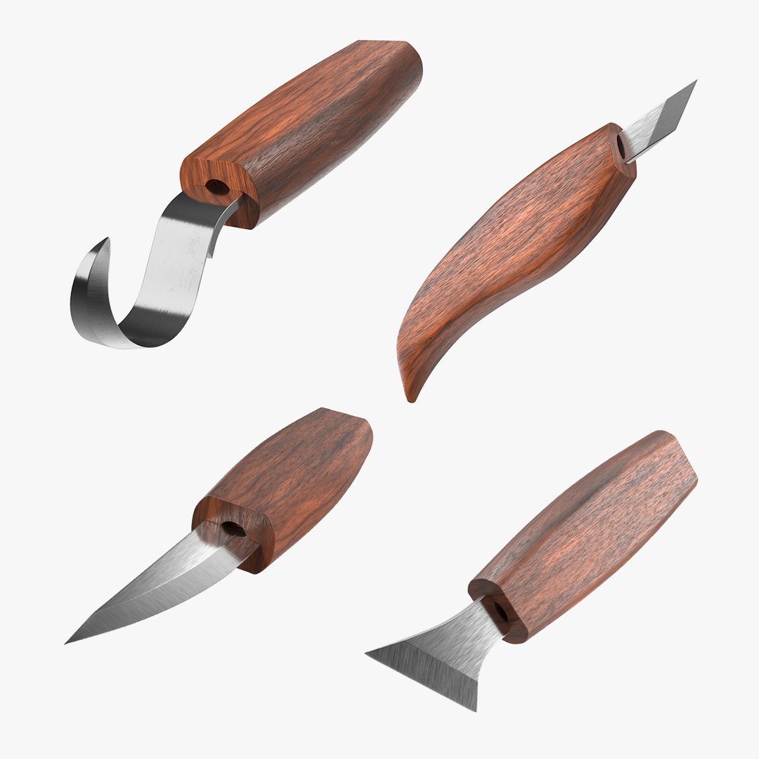 Wood Carving Knives Collection 4 3D model for vehicle visualization, games, animation, transport scenes, and automotive rendering