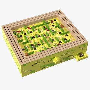 Wooden Maze Game with Steel Marbles Painted