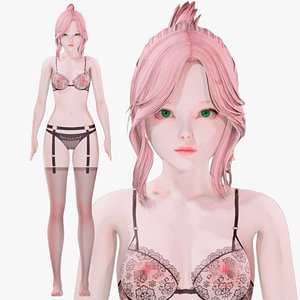 Lingerie clothes 0017 - Rigged -Unreal - Unity - Blender - Animated - Realistic Female Character
