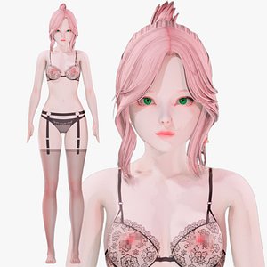 Lingerie clothes 0017 - Rigged -Unreal - Unity - Blender - Animated - Realistic Female Character