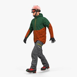 Snowboarder in Winter Sports Gear Rigged for Cinema 4D 3D Model
