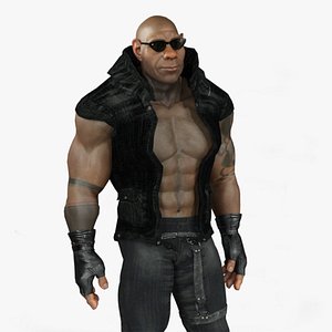 Realistic Rigged Fighter Black Man Character 3D Model 3D