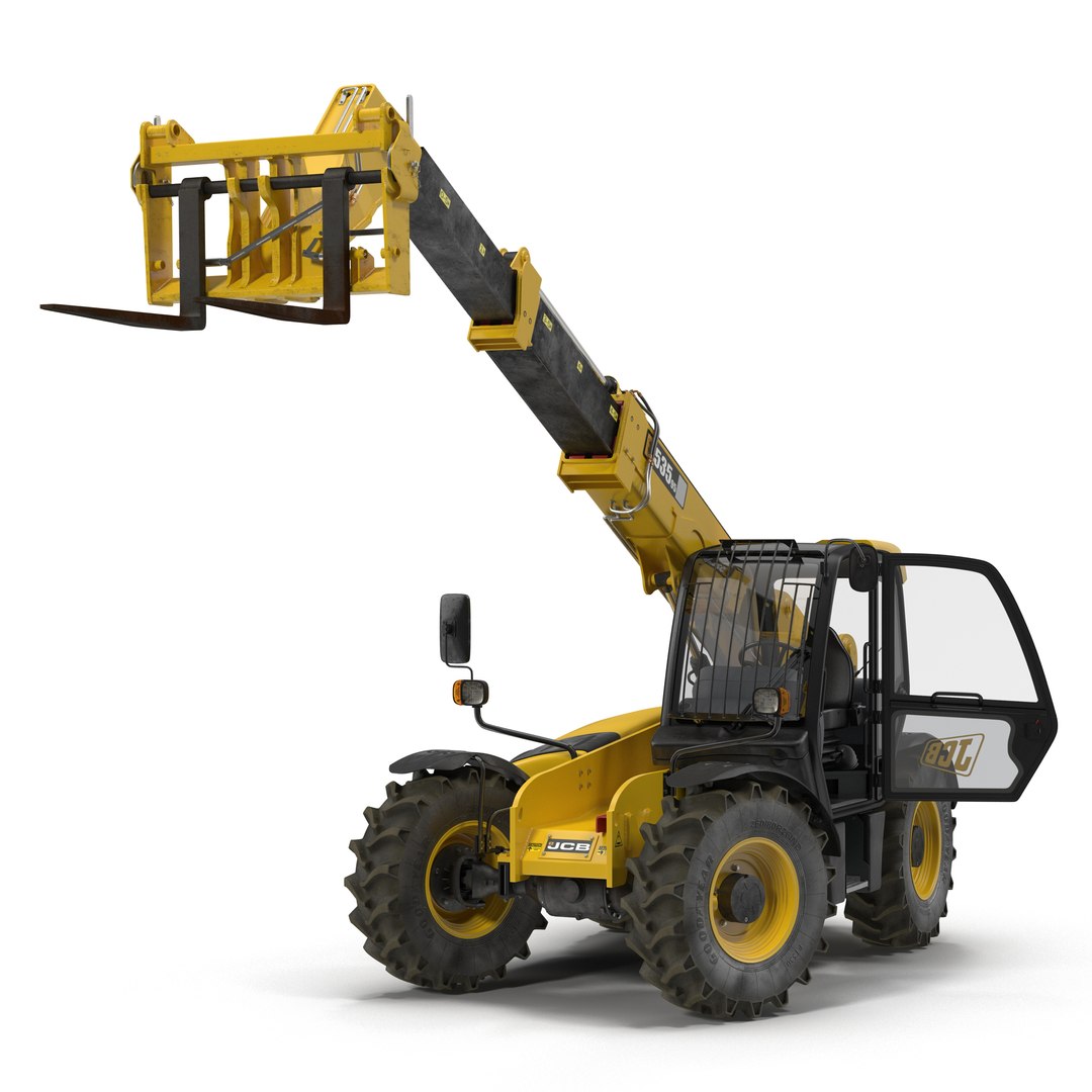 Telescopic Handler Forklift JCB 535 95 Yellow Rigged 3D Model 3D model preview