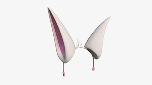 3D Furry Ears Tiara E06 White - Headband Character Design