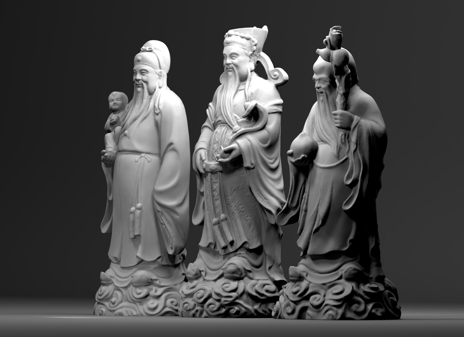 3D Model Fu Lu Shou - TurboSquid 1641662