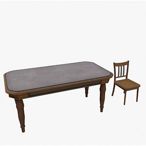 Table and chair 3D model