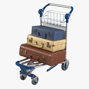3d model loaded baggage cart