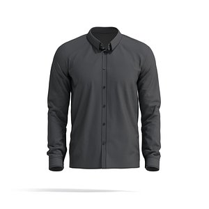 3D Black Dress Shirt - men long sleeve classic shirt model