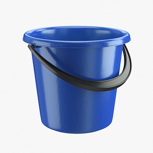 3D realistic plastic bucket blue