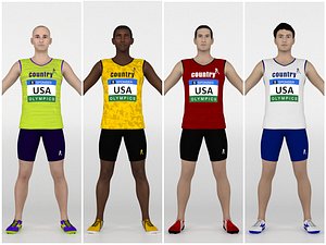 3D model 4 Athlete Runners Collections