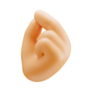 Pitched Fingers Hand Gesture Icon 3D model