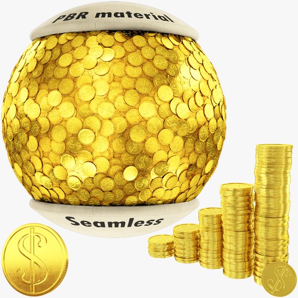 Coins Seamless Material and Dollar Coins Collection V1 3D model