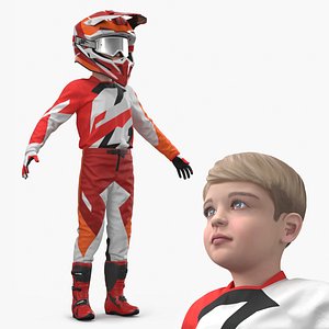 3D Kids Motocross Gear Set Red-Orange