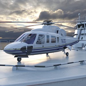 Sikorsky S-76 Medium Passenger Helicopter White 3D model