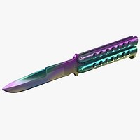 Manilla Folder Balisong Butterfly Knife Fade Rainbow