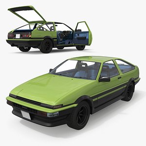 Retro Coupe with Pop-Up Headlights Rigged for Cinema 4D