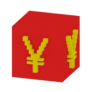 3D Japanese Yen symbol 8 bit low poly