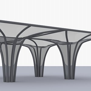Tubular Frame Minimal Surface Glass Pavilion