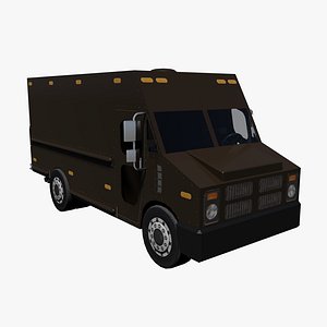 3d brown delivery truck