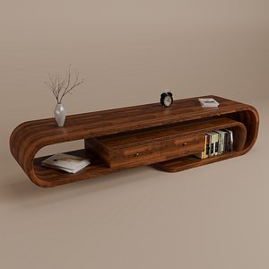 Mid Century Modern Curved Media Console 3D