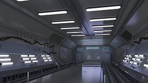 3D 3D Science-fiction Gates space corridors mechanical