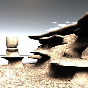 3d alien desert cliff