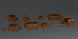 3D Wooden Stylized Carts