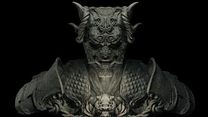 Demon Samurai Statue 3D model