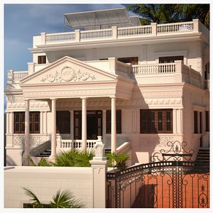 3D Heritage Style Grand Villa   Detailed 3D Model