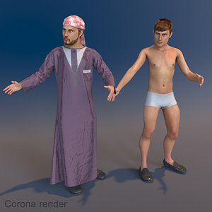 Arabic man real cloth simulation conversation loop animation 4