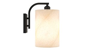 Farmhouse Armed Wall Sconce Lamp Light with Fabric Shade for Bedroom