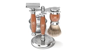 Shaving Kit with Wooden Handles