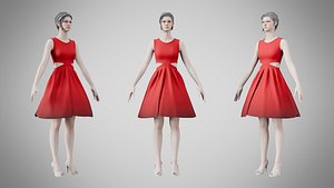 Dress 33 Alabama Crimson 3D model