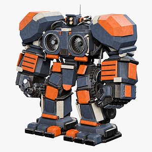 Heavy Industrial Mecha Twin-Turbine - Rigged and Animated PBR