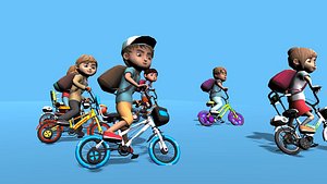 3D Kids Bicycles Animations model