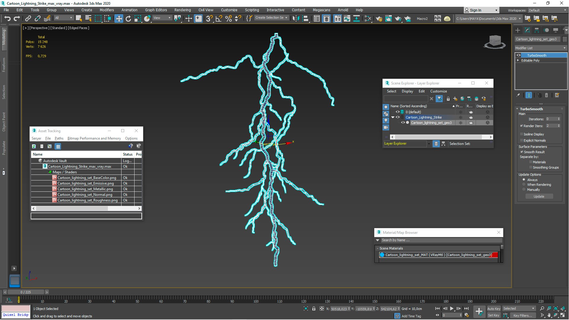 3D Cartoon Lightning Strike Model - TurboSquid 2288076
