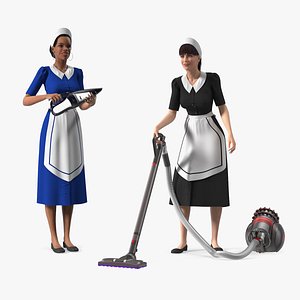 Rigged Housekeeping Maids Collection for Cinema 4D 3D model