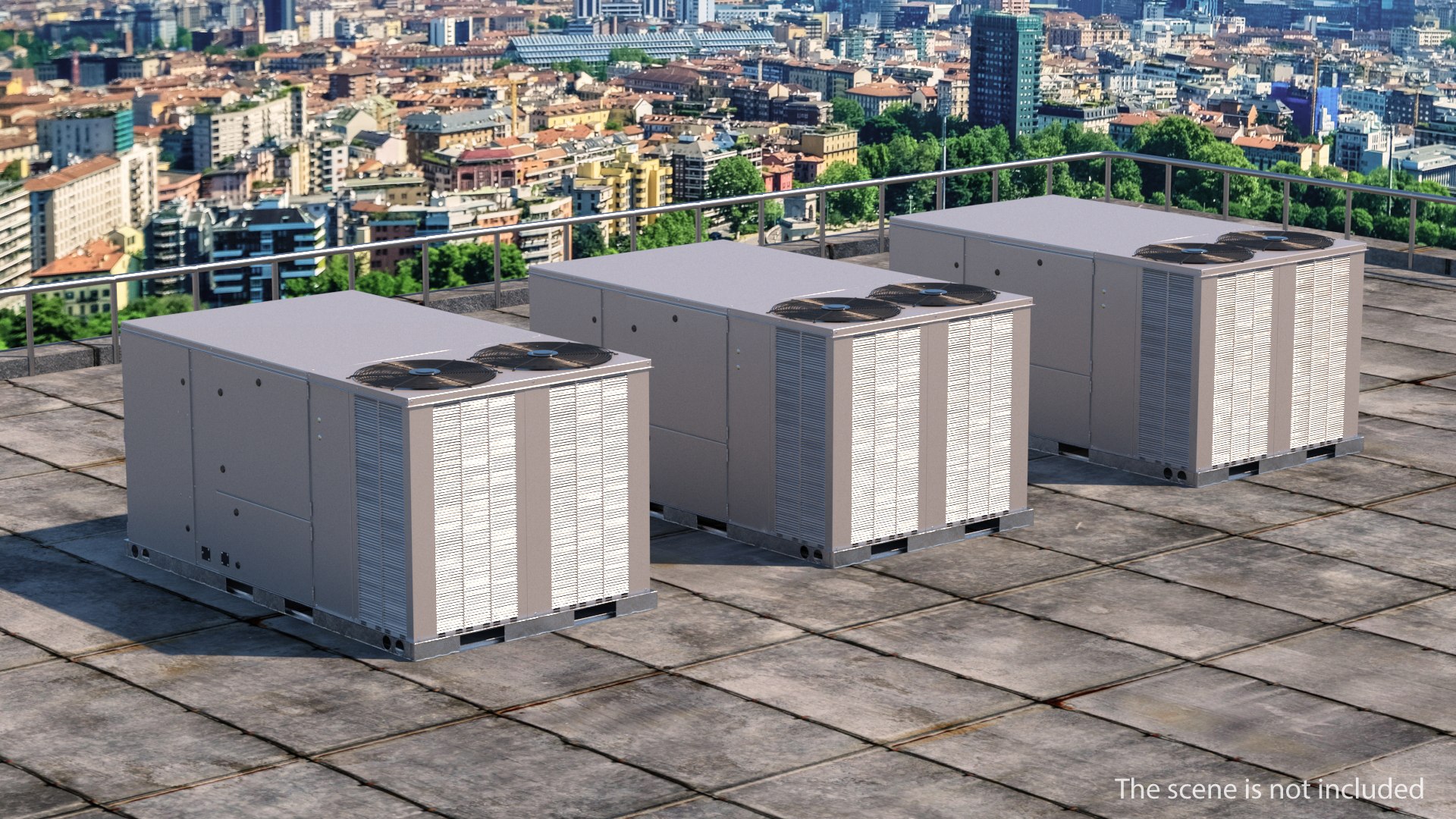 2 Vents Rooftop Air Conditioning System New 3D model preview