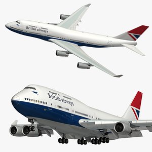 3D model boeing 747 british airways