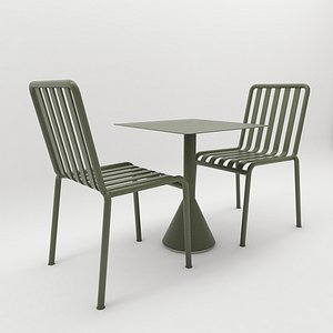 3D Olive Palissade Chair Cone rectangle Table Set Coffee Table model 3D model