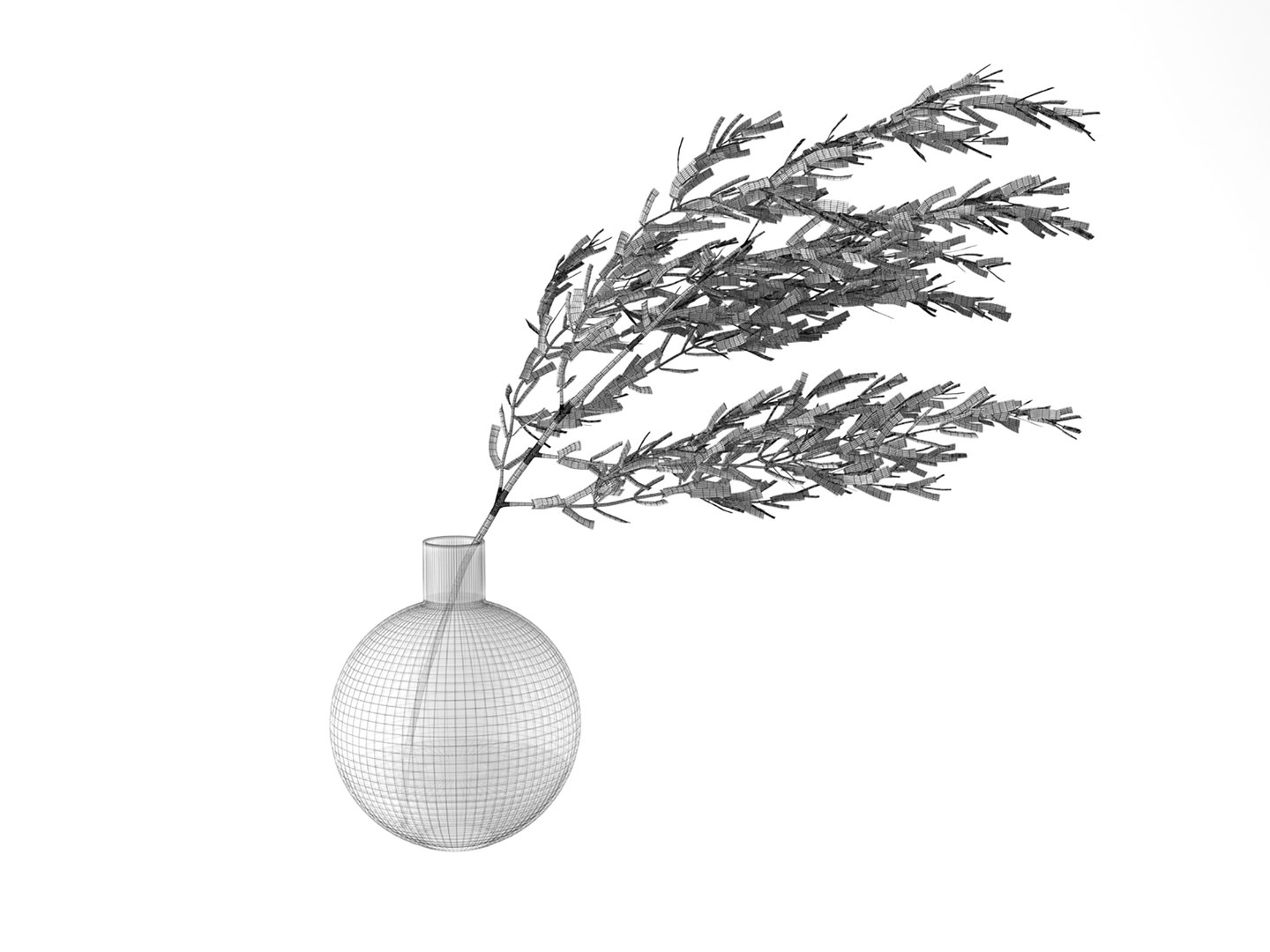 Glass Vase with Olive Branch 3D model TurboSquid 2157188