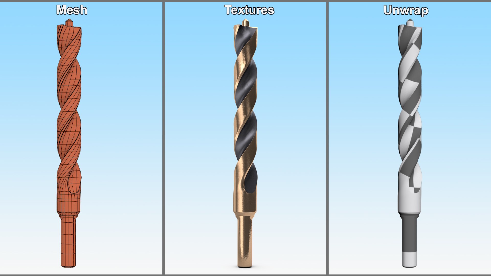 Gold Ferrous Pilot Point Drill Bit 3D Model - TurboSquid 2081332