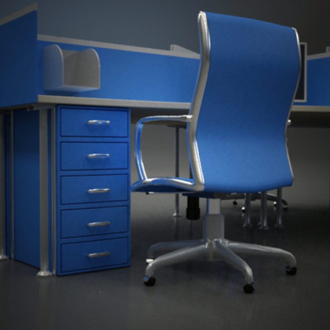 3d office desk space