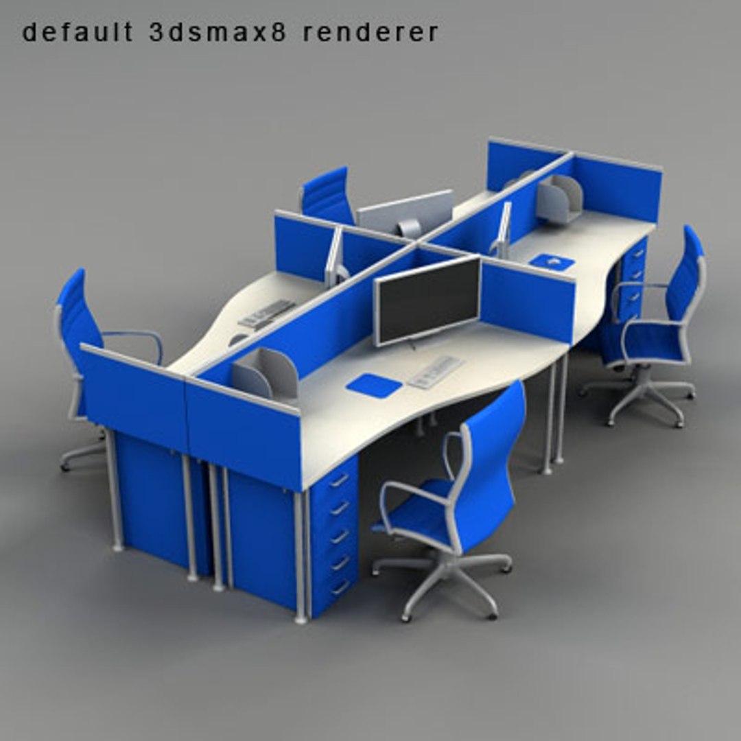 3d office desk space