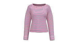 Girls Horizontal Striped Crew-Neck Sweatshirt model