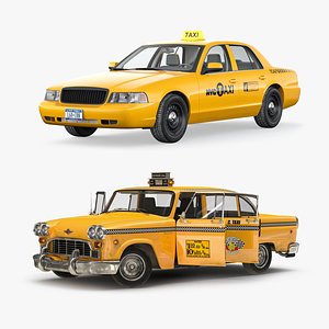 3D nyc checker cab rigged