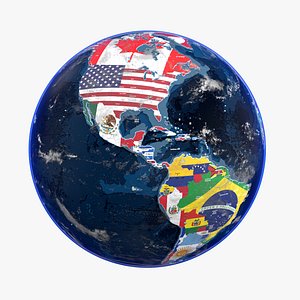 Earth Globe with National Flags